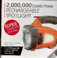 2,000,000 Candle Power Rechargeable Spotlight